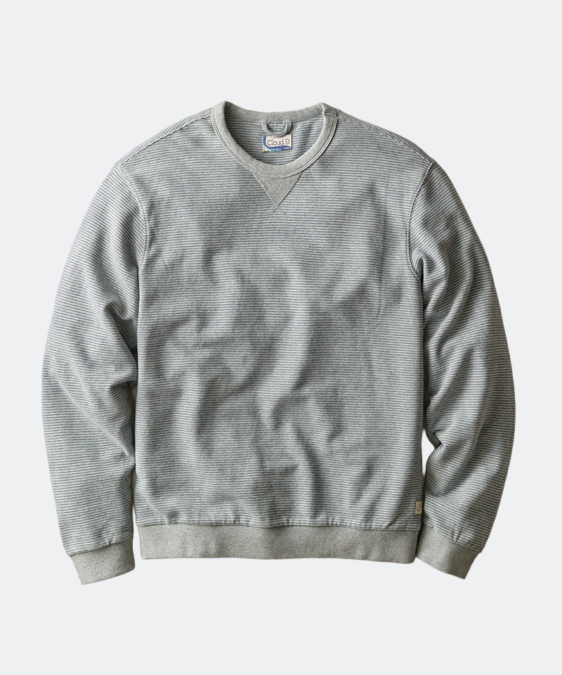 Relaxed Cloud 9 Terry Crewneck in Heather Grey Stripe