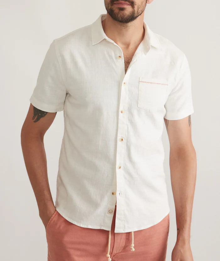 Classic Stretch Selvage Short Sleeve Shirt in Natural