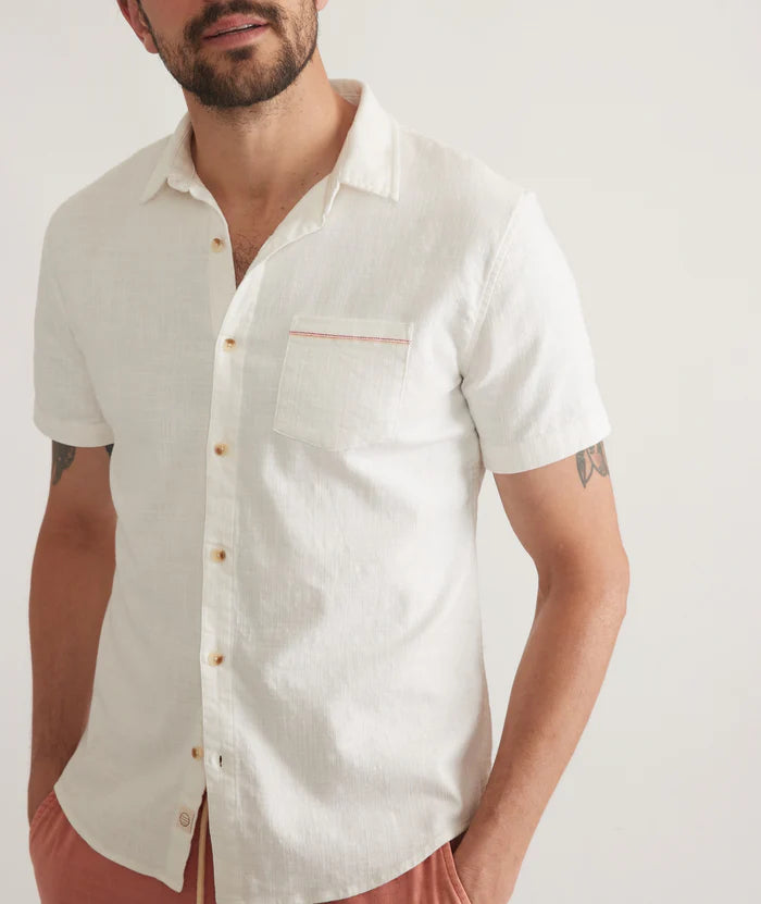 Classic Stretch Selvage Short Sleeve Shirt in Natural