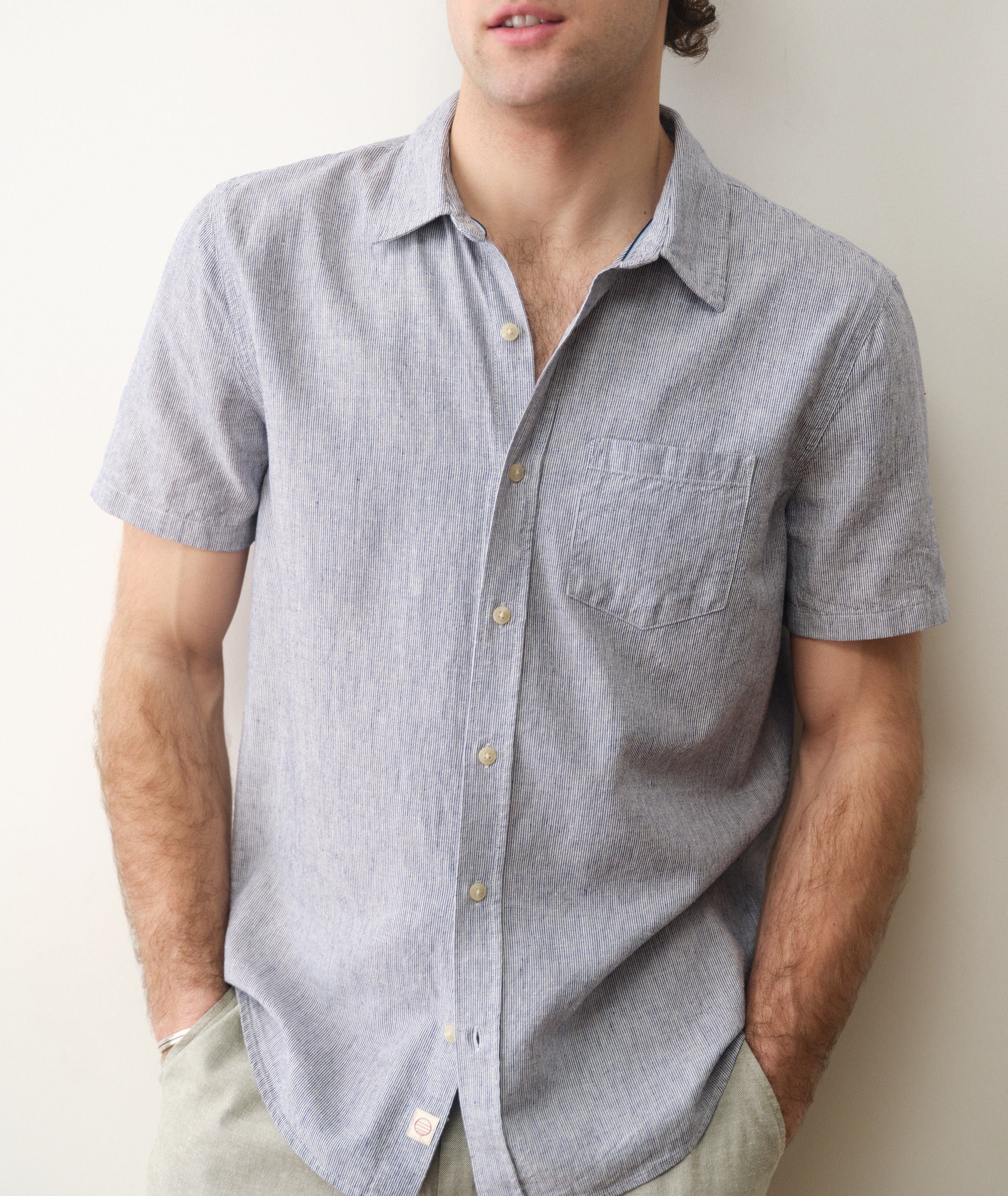 Better-Than-Linen Shirt in Natural/Navy Stripe