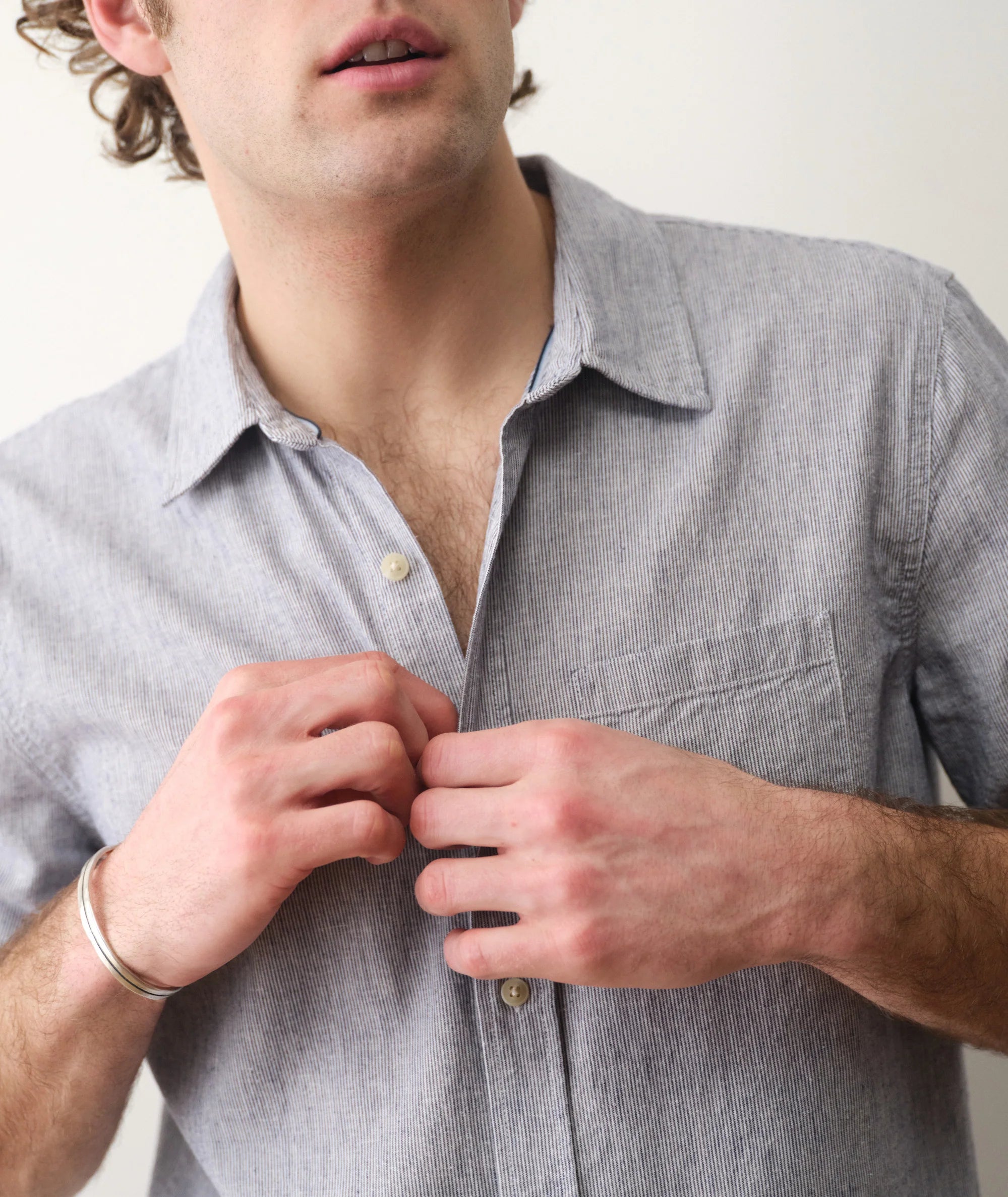 Better-Than-Linen Shirt in Natural/Navy Stripe