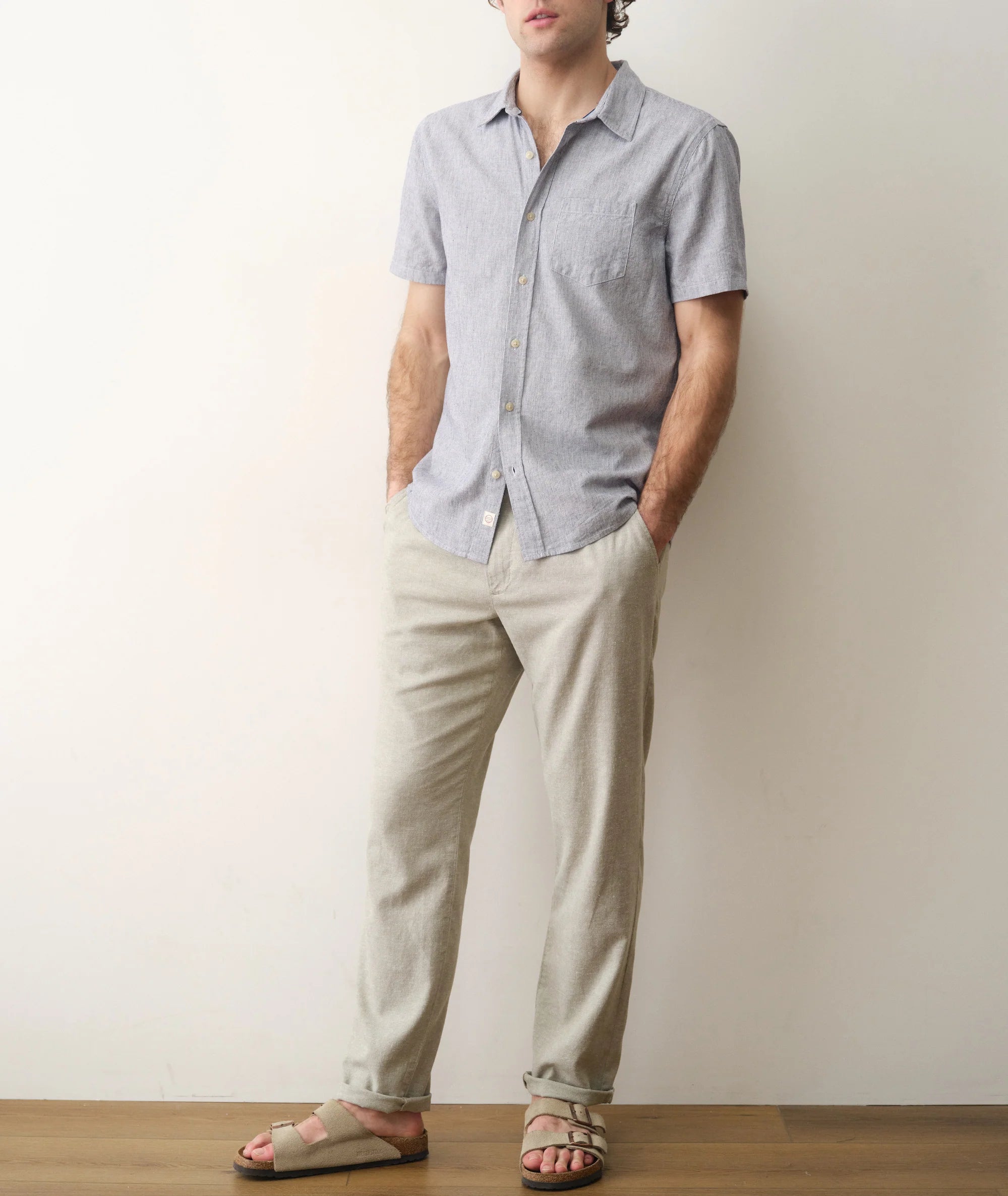 Better-Than-Linen Shirt in Natural/Navy Stripe