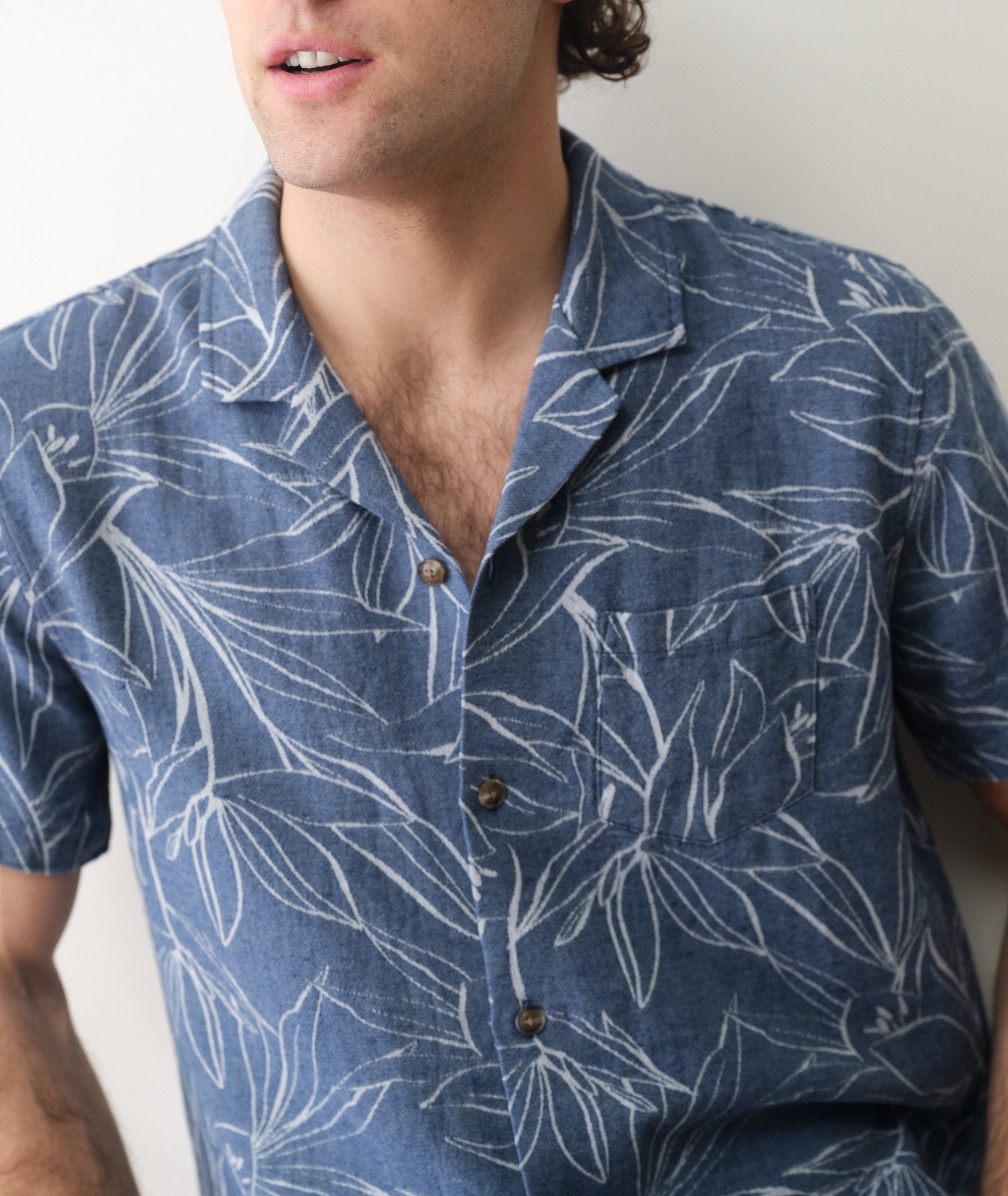 Jacquard Resort Shirt in Blue Floral