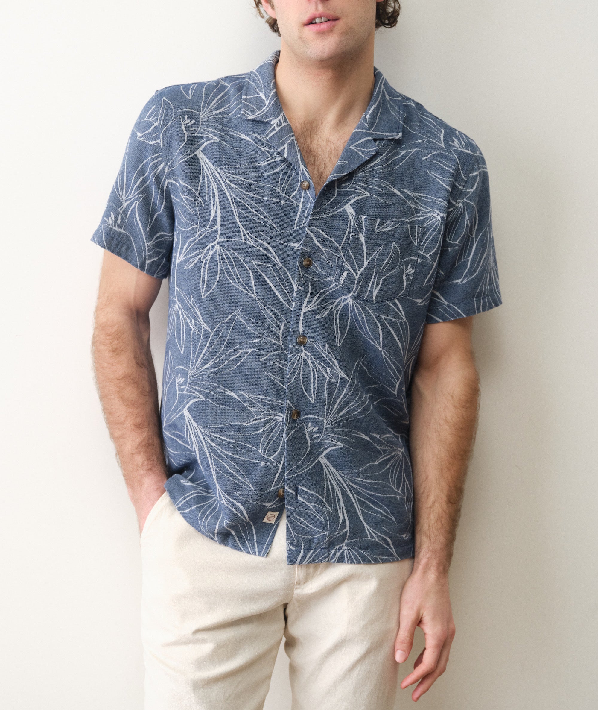 Jacquard Resort Shirt in Blue Floral