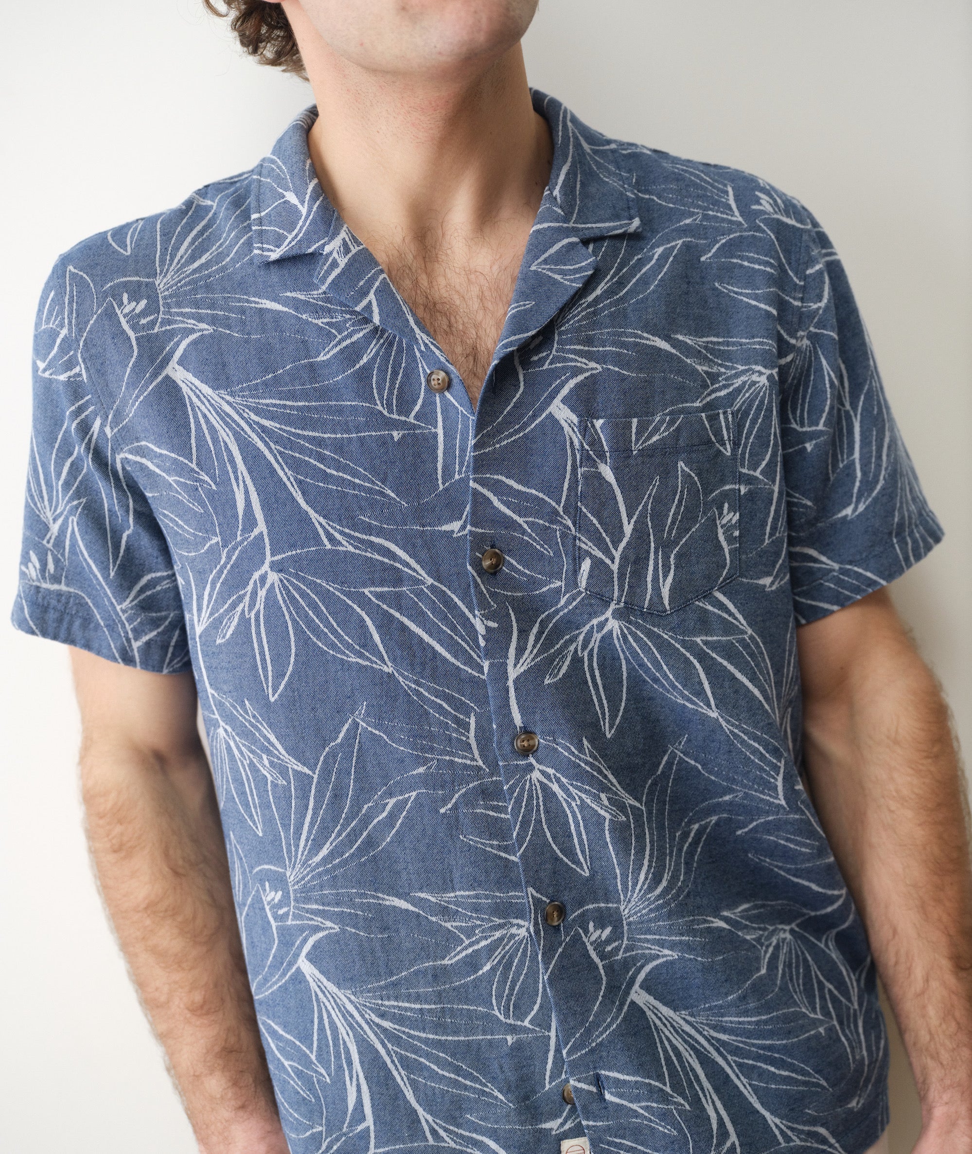Jacquard Resort Shirt in Blue Floral