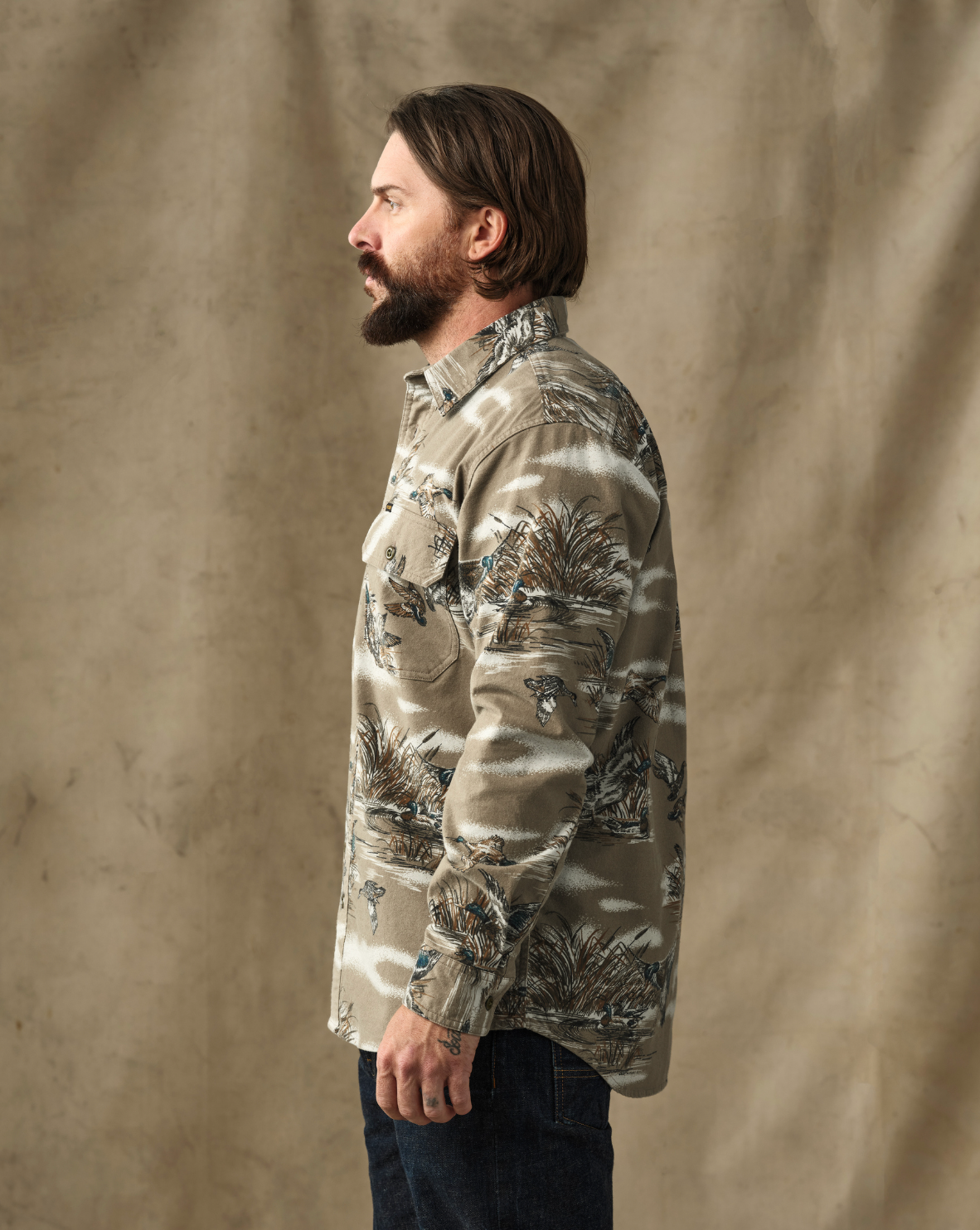 Field Flannel Shirt in Marsh Olive Print