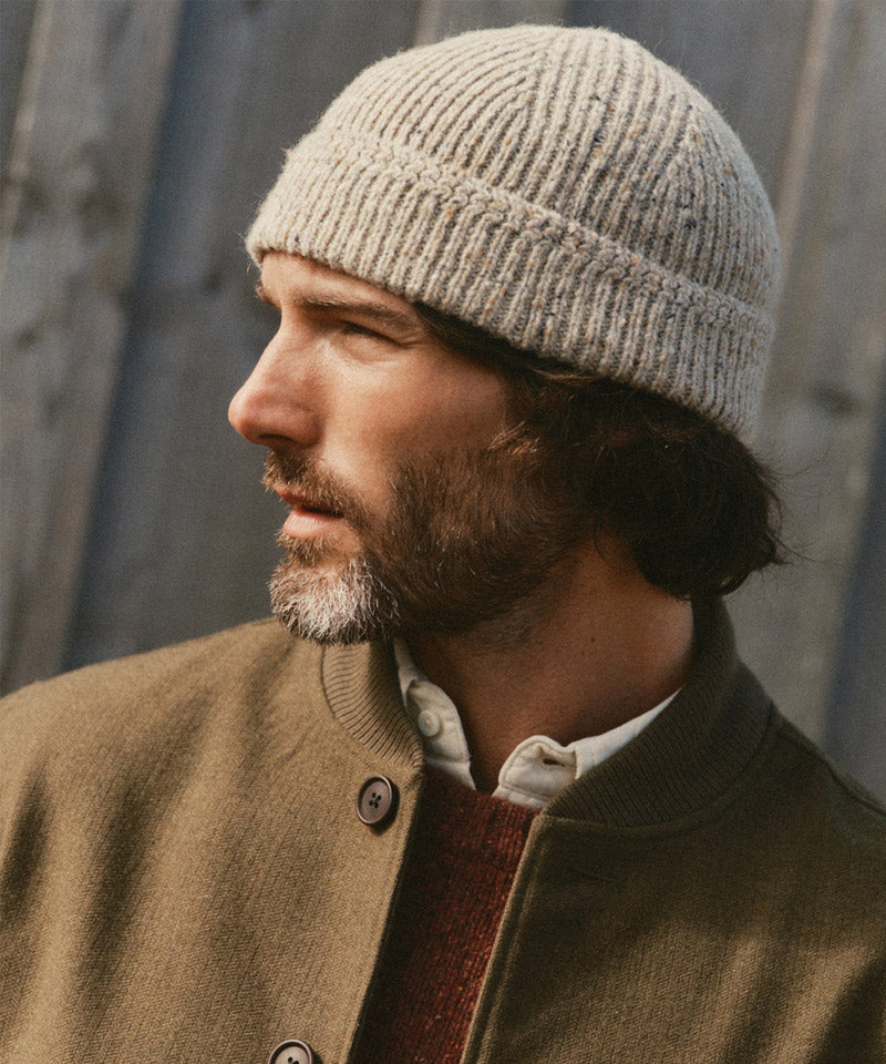 The Seafarer Beanie in Natural Donegal
