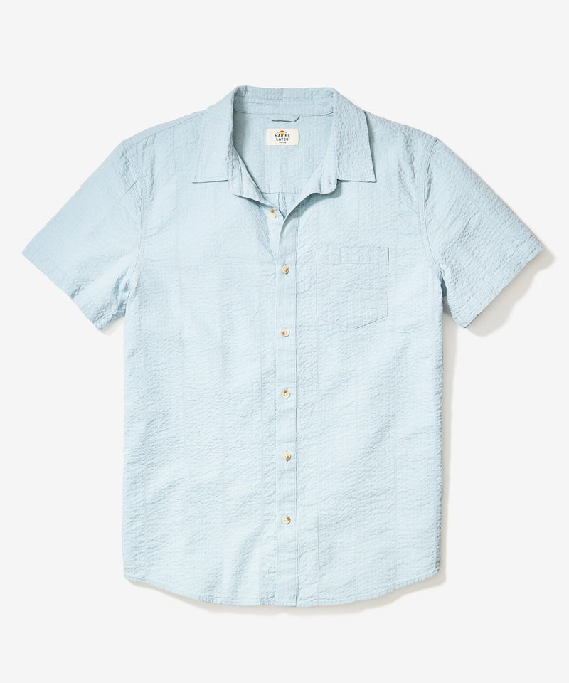 Seersucker Classic Shirt in Sterling Blue