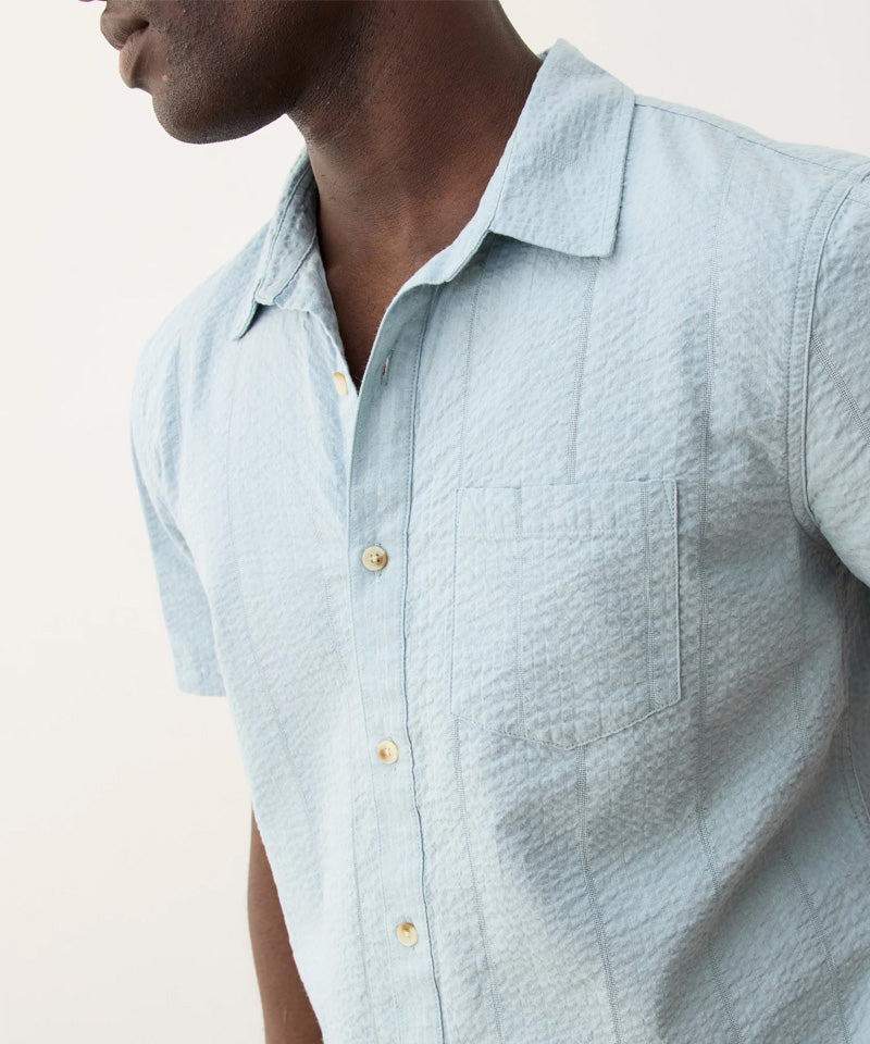 Seersucker Classic Shirt in Sterling Blue