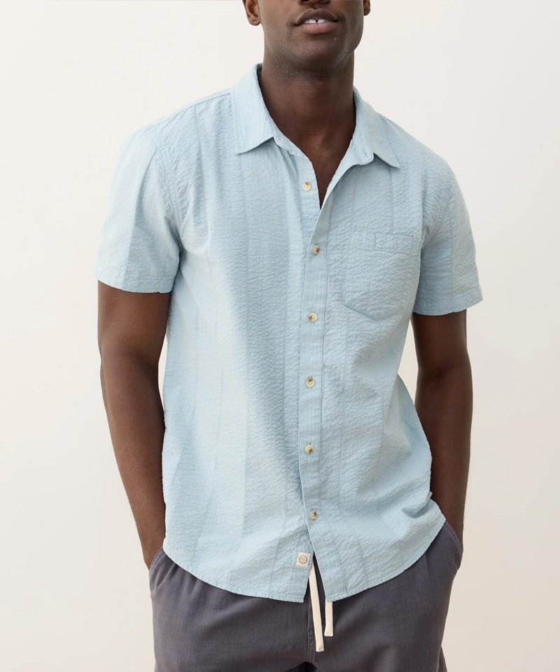 Seersucker Classic Shirt in Sterling Blue