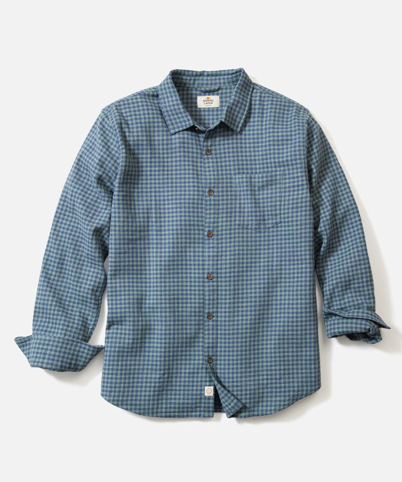 Classic Stretch Selvage Shirt in Green Gingham
