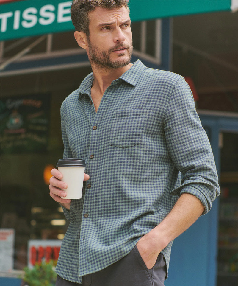 Classic Stretch Selvage Shirt in Green Gingham