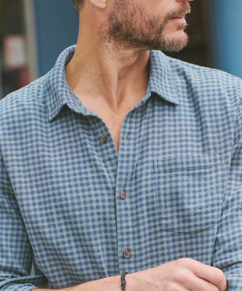 Classic Stretch Selvage Shirt in Green Gingham