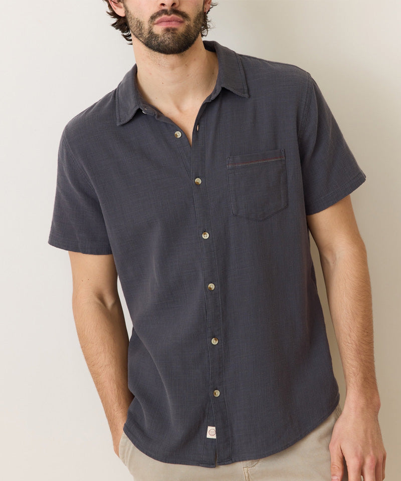 Classic Stretch Short Sleeve Selvage Shirt in India Ink