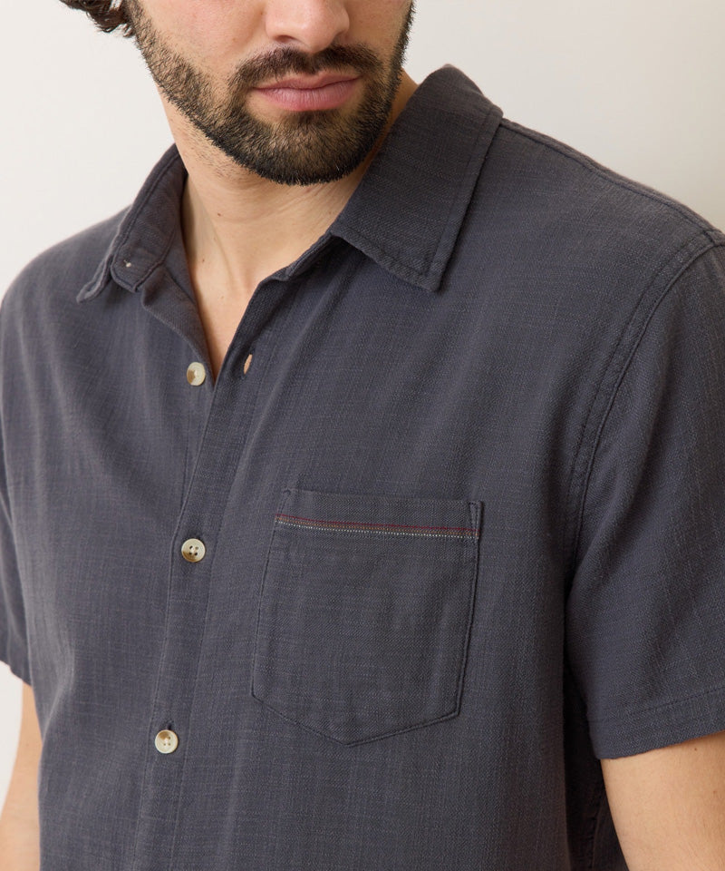 Classic Stretch Short Sleeve Selvage Shirt in India Ink