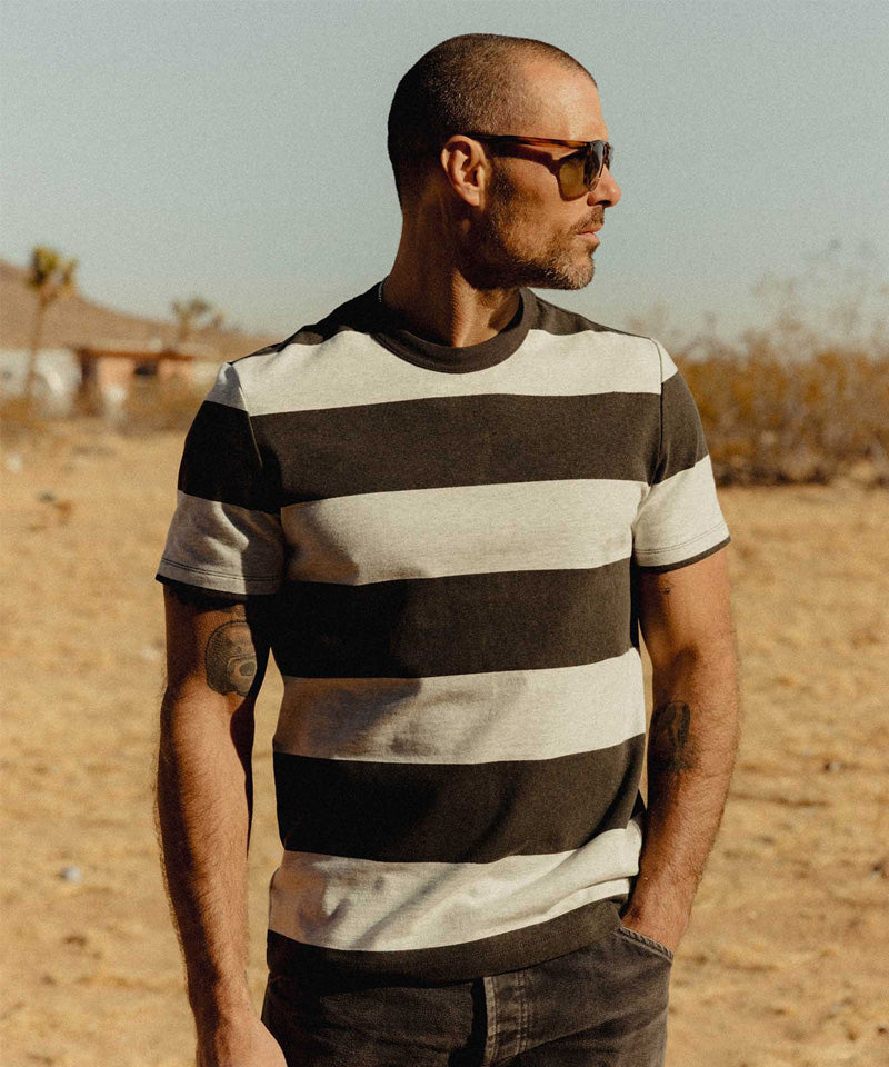 The Organic Cotton Shop Tee in Faded Black Stripe