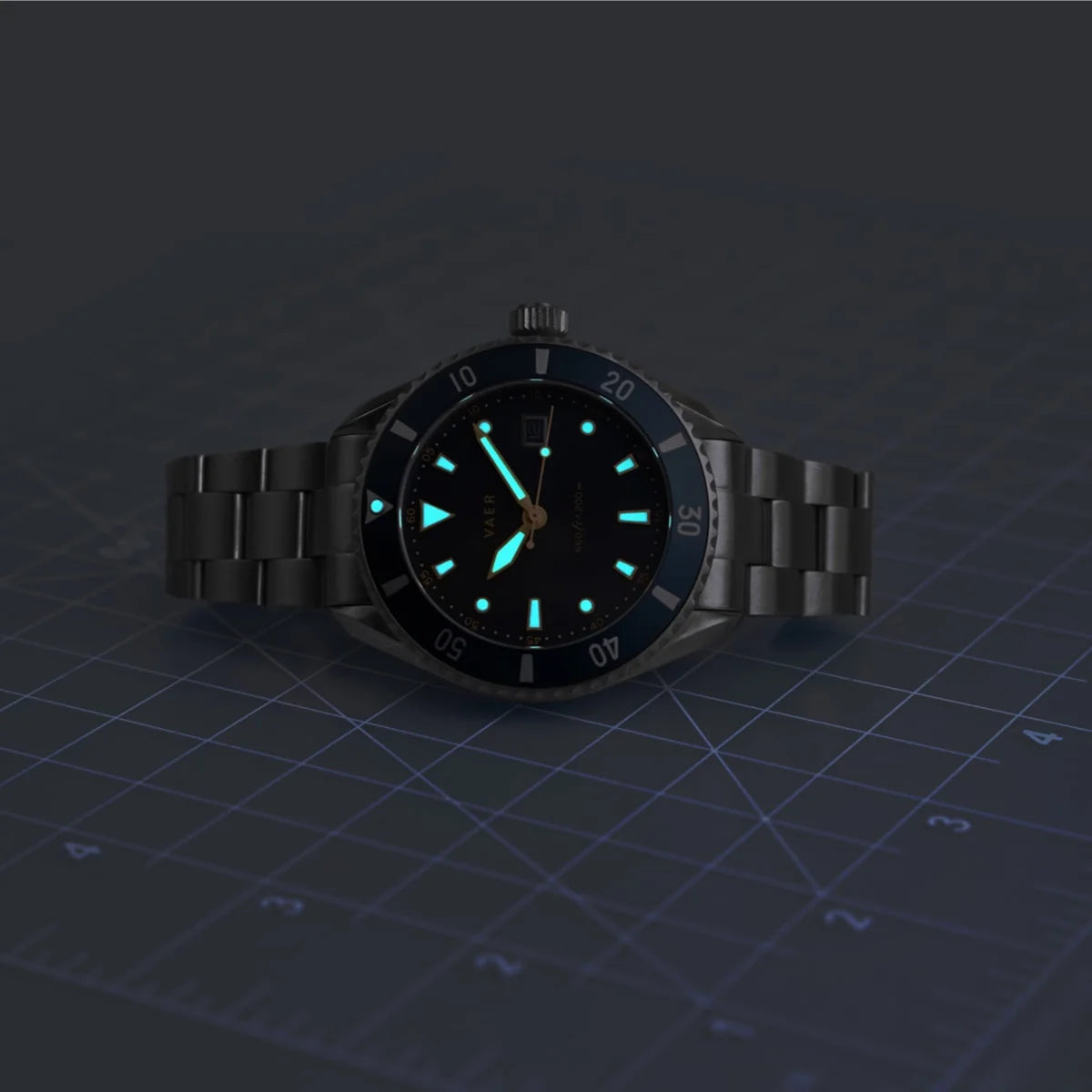 D4 Meridian Navy Matte Solar 42mm - on Premium Stainless Bracelet