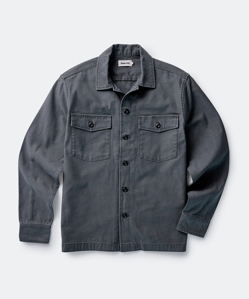 The Surplus Shirt in Faded Black Reverse Sateen