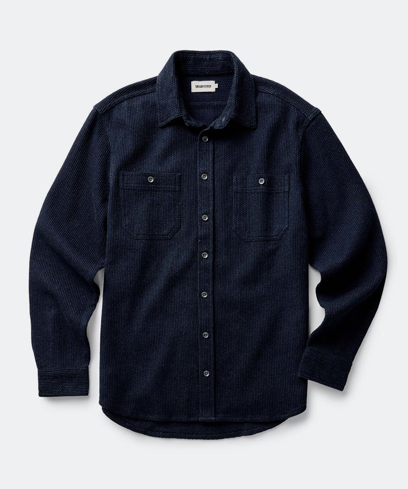 The Utility Shirt in Rinsed Indigo Sashiko
