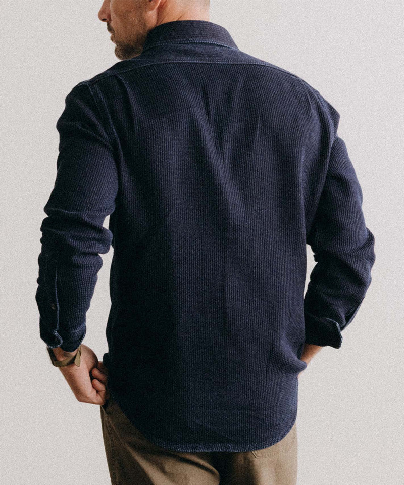 The Utility Shirt in Rinsed Indigo Sashiko