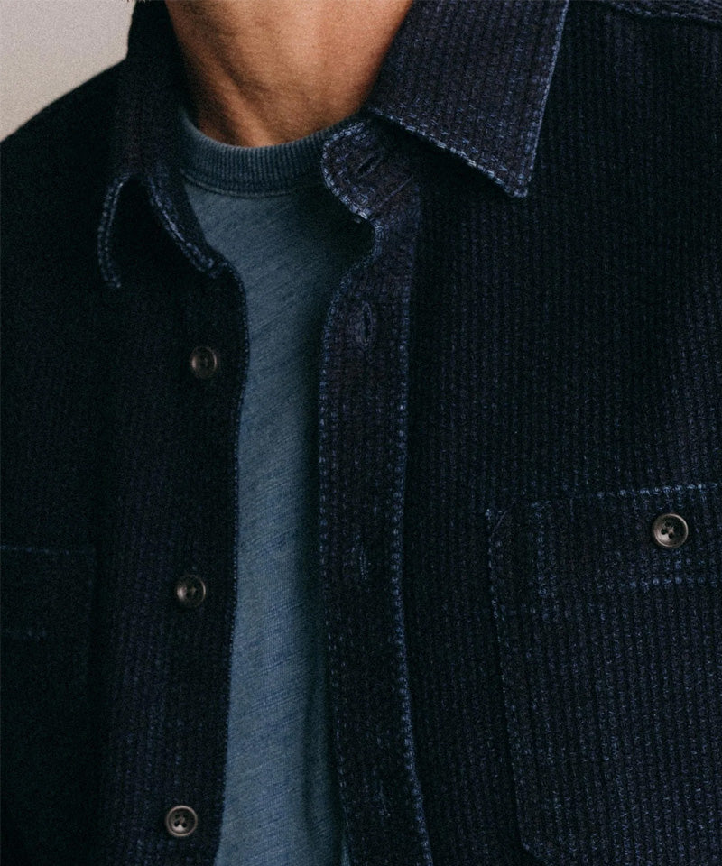 The Utility Shirt in Rinsed Indigo Sashiko