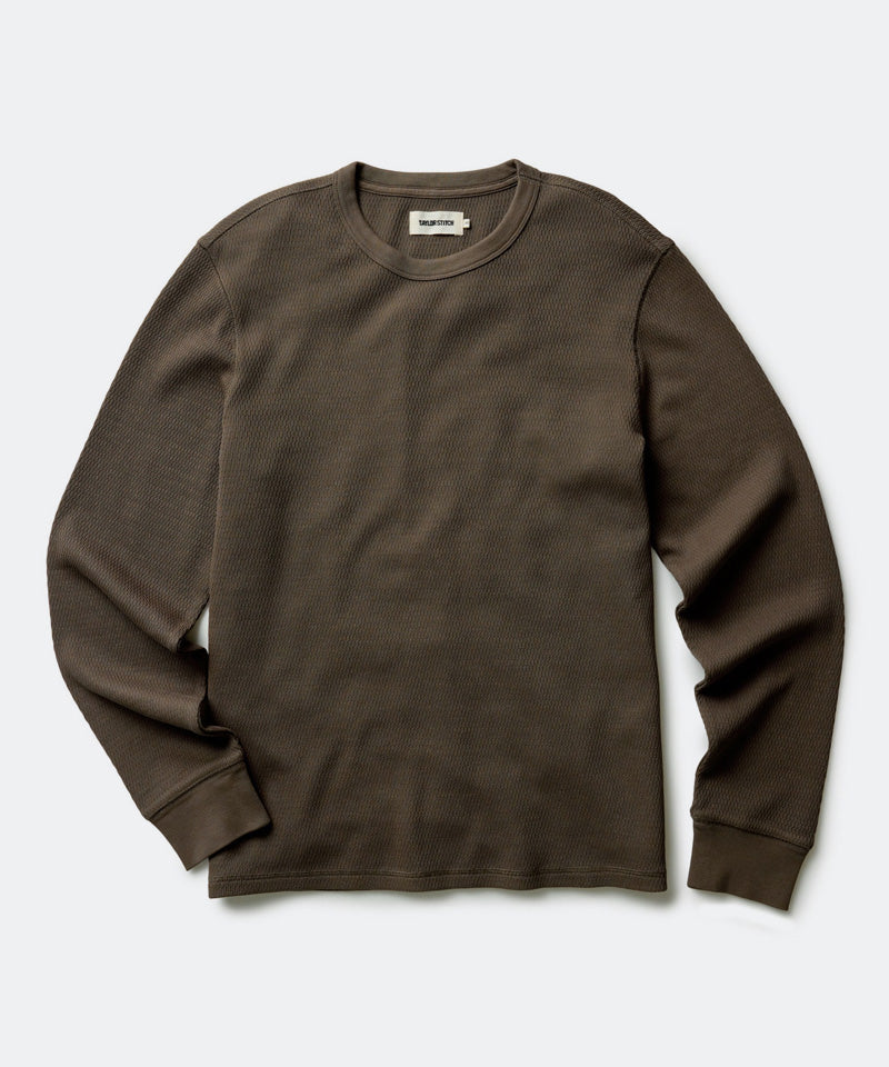 The Organic Cotton Crew in Fatigue Olive Waffle