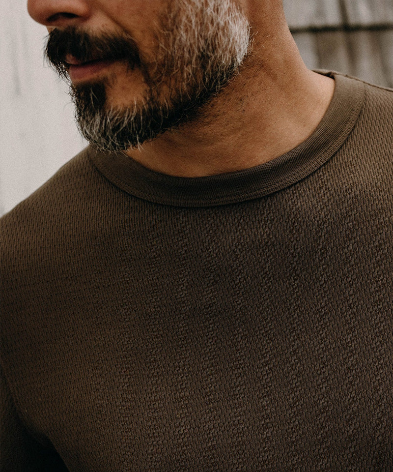 The Organic Cotton Crew in Fatigue Olive Waffle