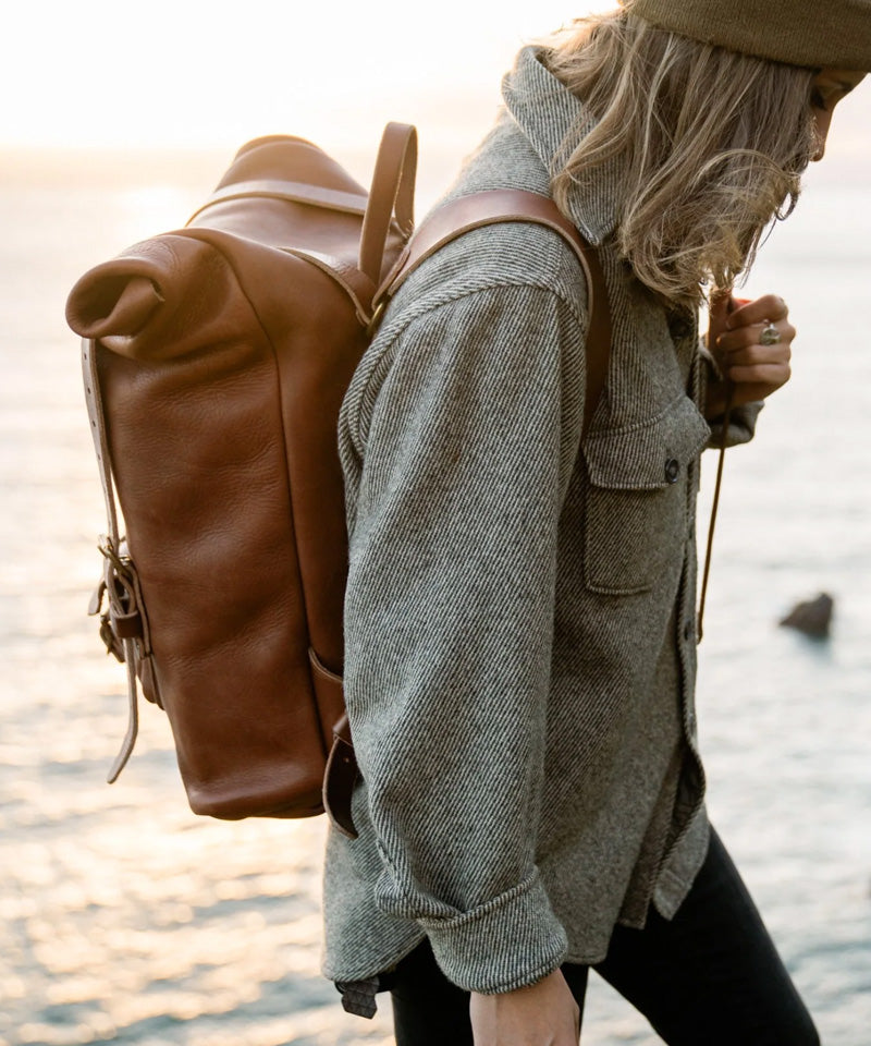 Leather Rolltop Backpack