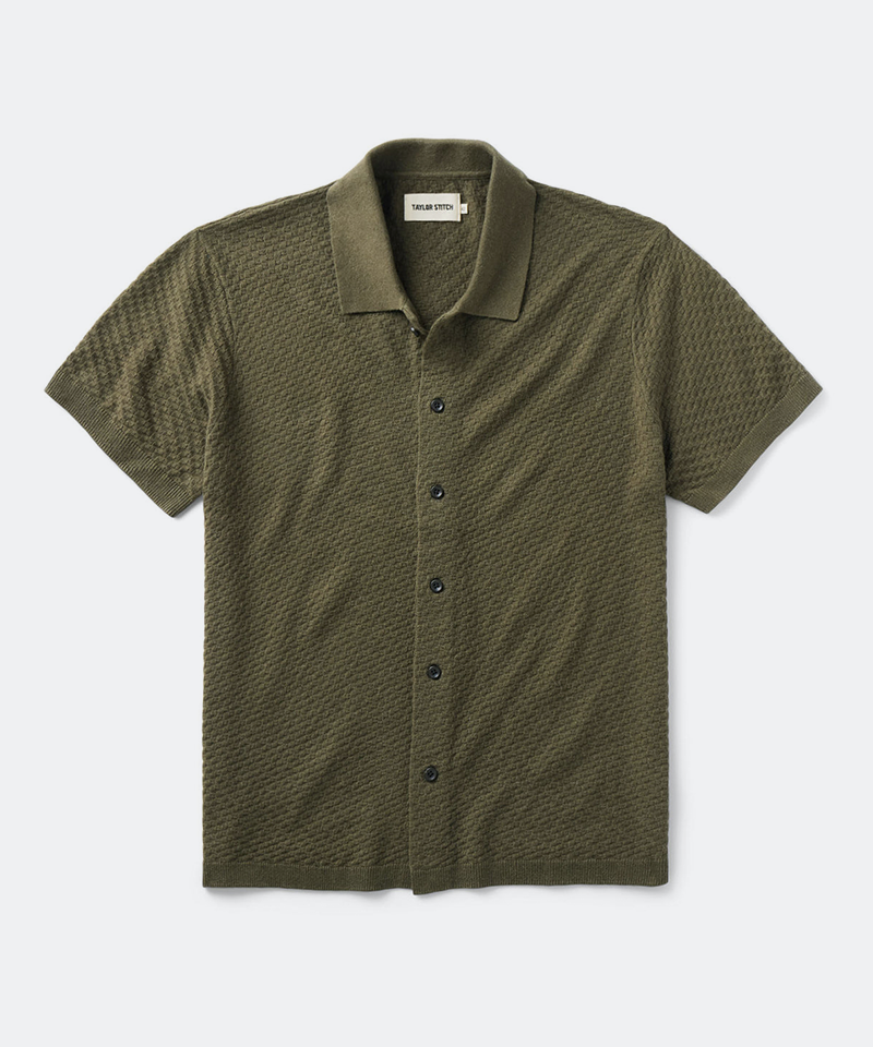 The Arlo Sweater Polo in Cilantro Texture Knit