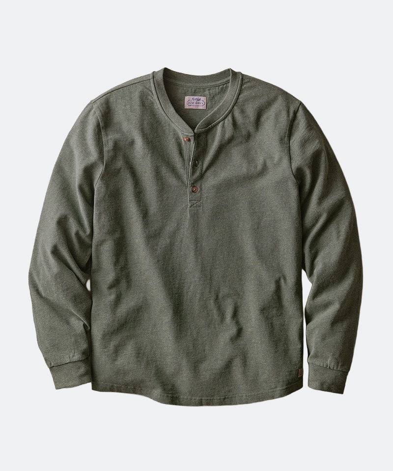 Luxe Jersey Henley in Balsam Green Heather