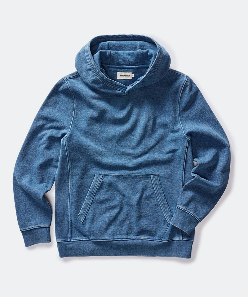 The Apres Hoodie in Indigo Bleach Wash