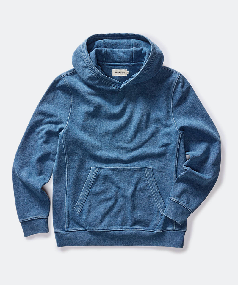 The Apres Hoodie in Indigo Bleach Wash Ellicott Co