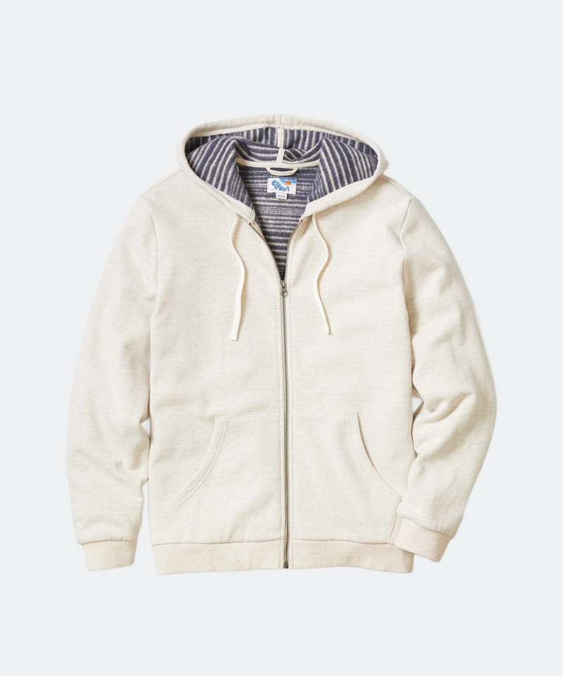 Cloud 9 Fleece Full Zip Hoodie in Navy Stripe