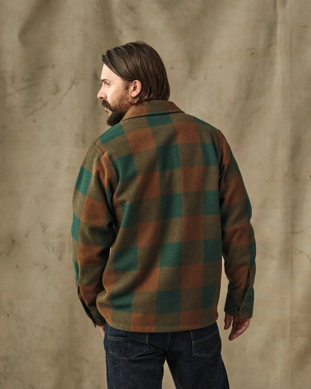 Wool Jac-Shirt in Bronze Green Plaid