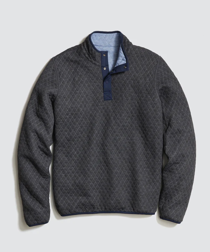 Corbet Reversible Pullover in Light Blue/Charcoal