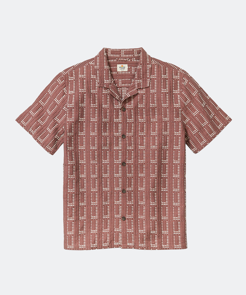 Marine Layer Dobby Resort Shirt in Withered Rose - Small