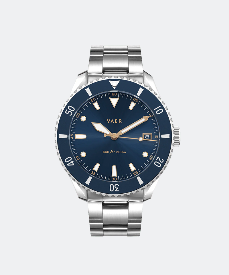 D4 Meridian Navy Matte Solar 42mm - on Premium Stainless Bracelet