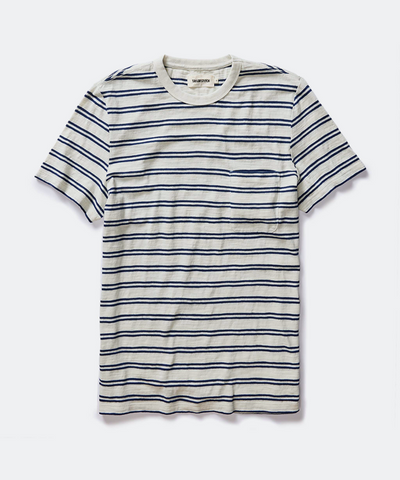 The Organic Cotton Tee in Indigo Bleach Stripe