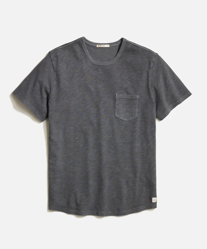 Short Sleeve Vintage Heavy Slub Pocket Tee in Forged Iron