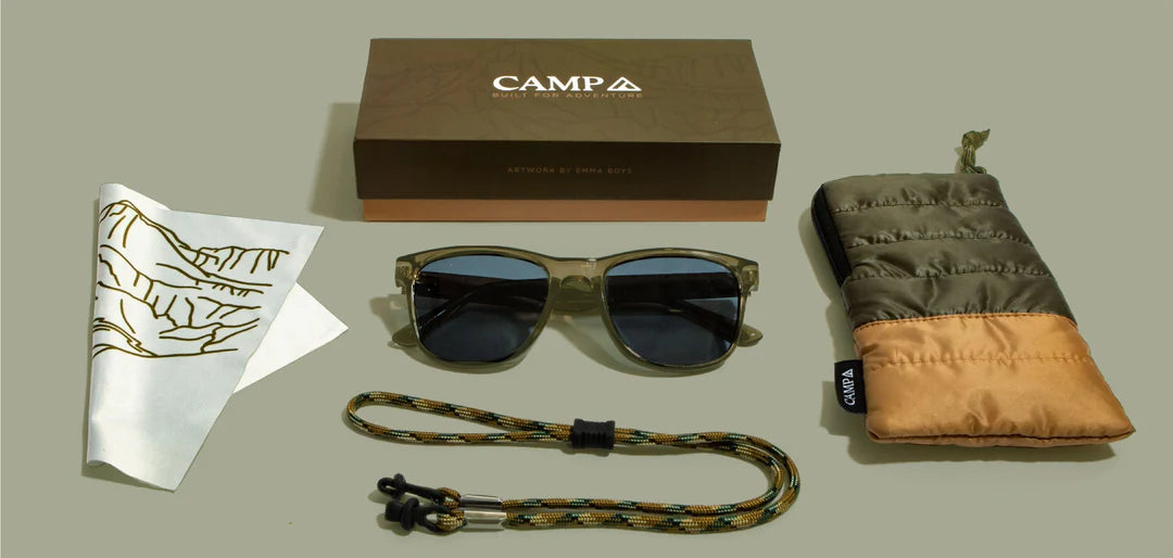 Trail Camp Sunglasses in Moss Glacier Engraved