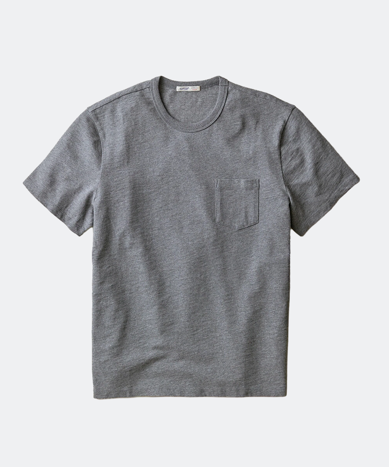 Luxe Slub Pocket Tee in Heather Grey