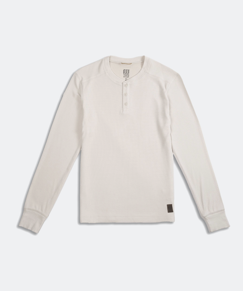 Global Waffle Henley in Bone White