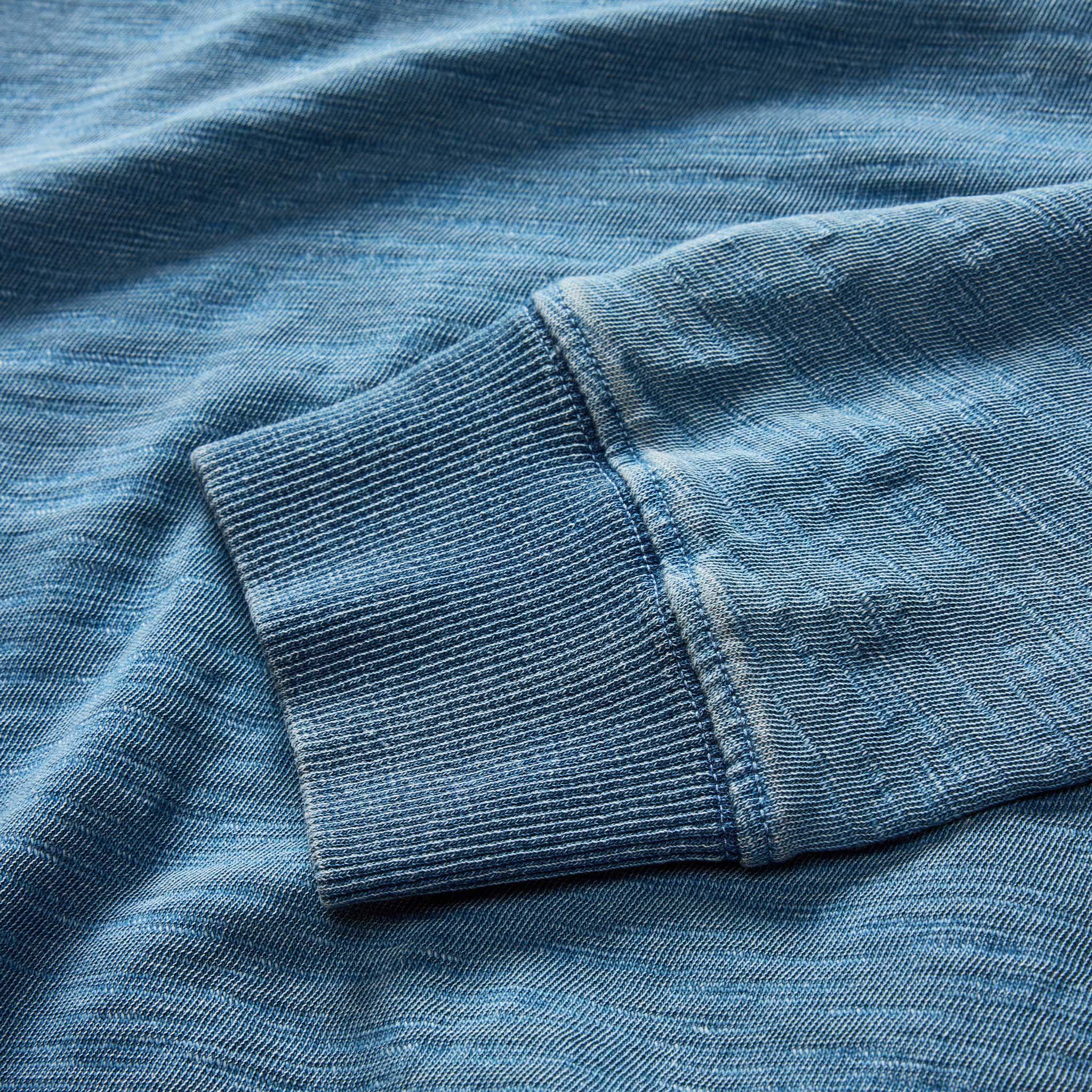 The Organic Cotton Henley in Indigo Bleach Wash