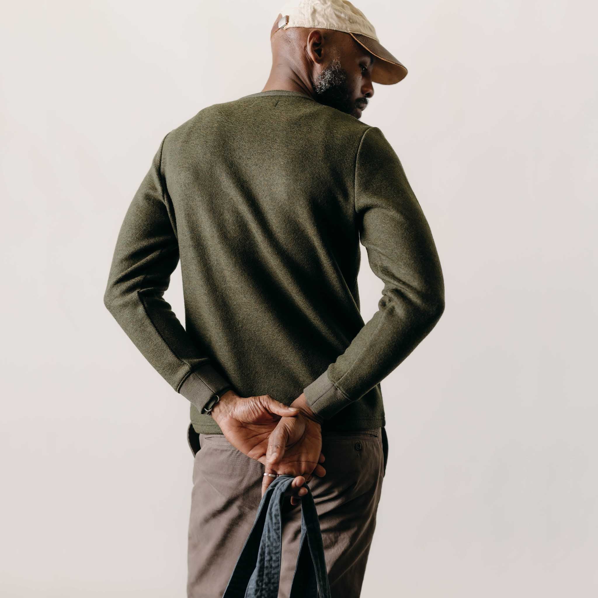 The Evans Crew in Forest Birdseye Wool