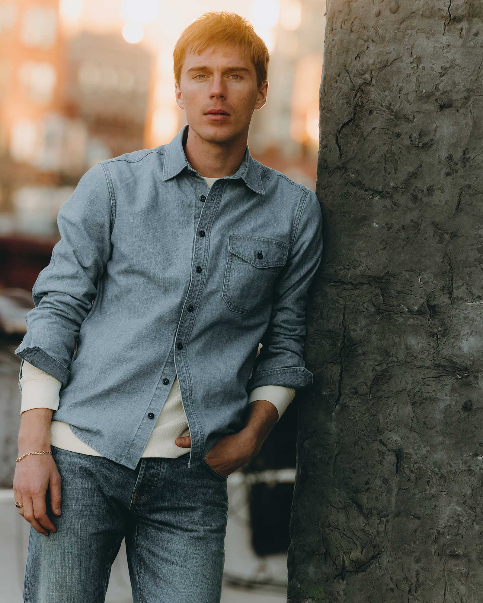 The Cadet Shirt in Washed Indigo Oxford