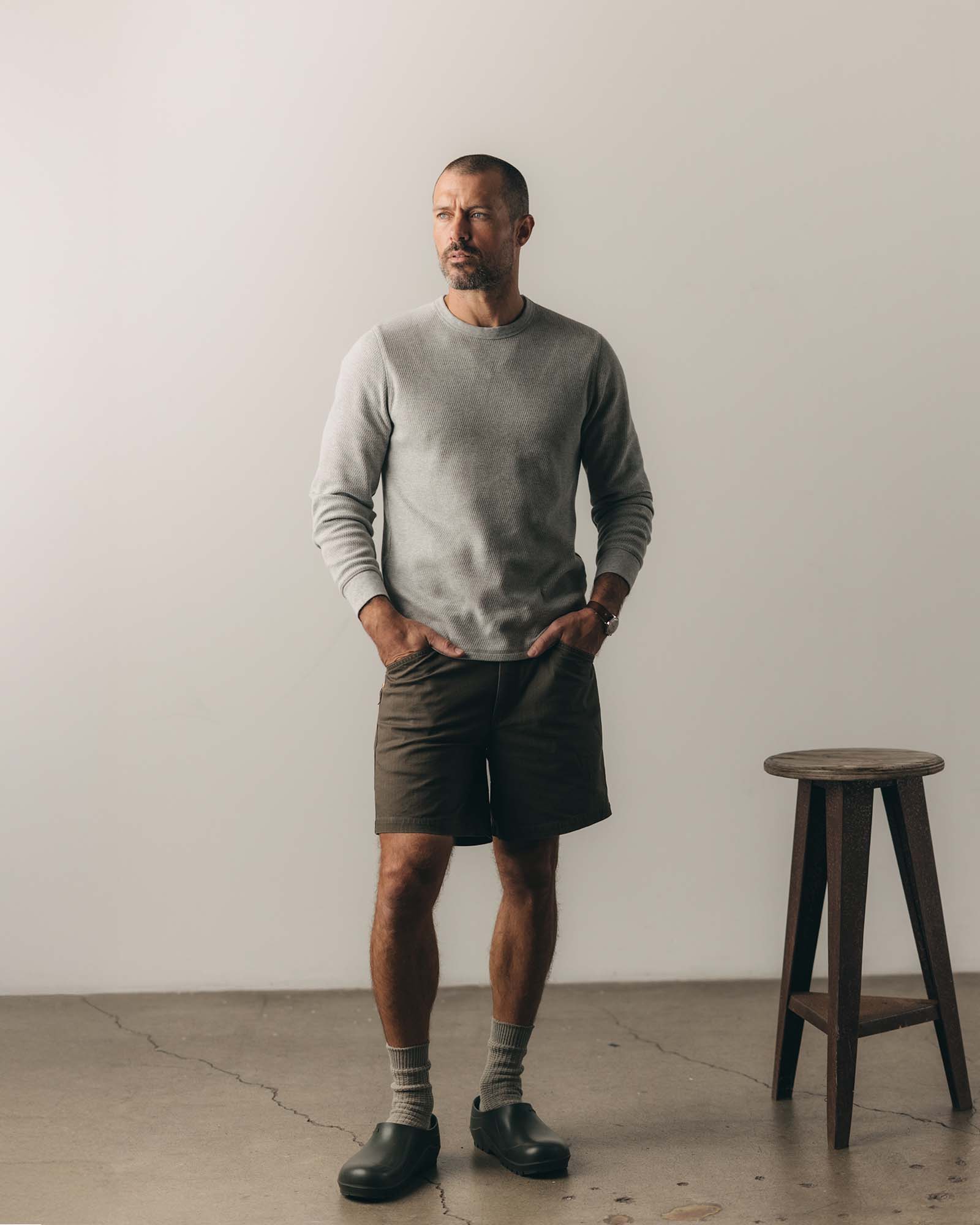 The Organic Cotton Crew in Heather Grey Waffle