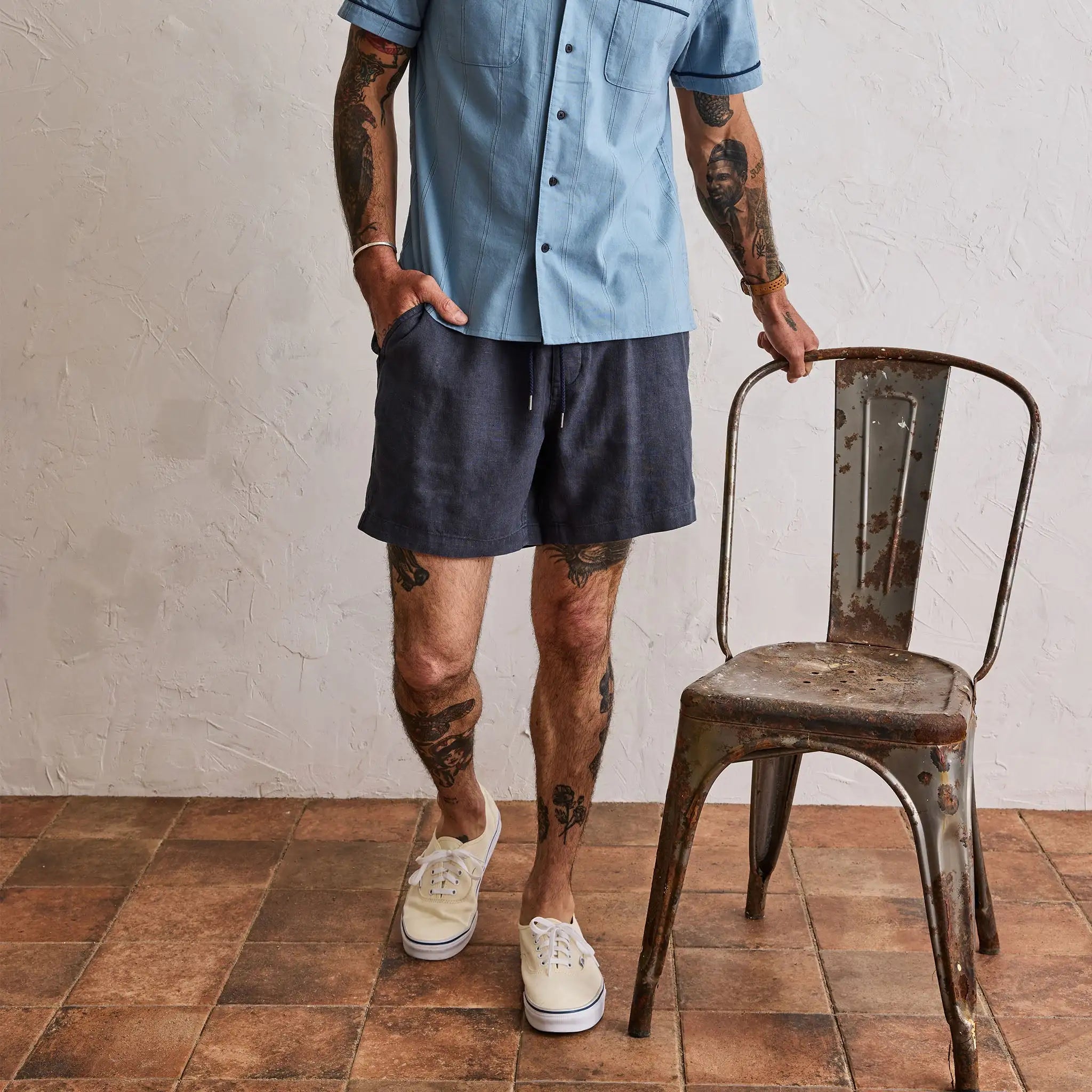 The Apres Short in Navy Hemp