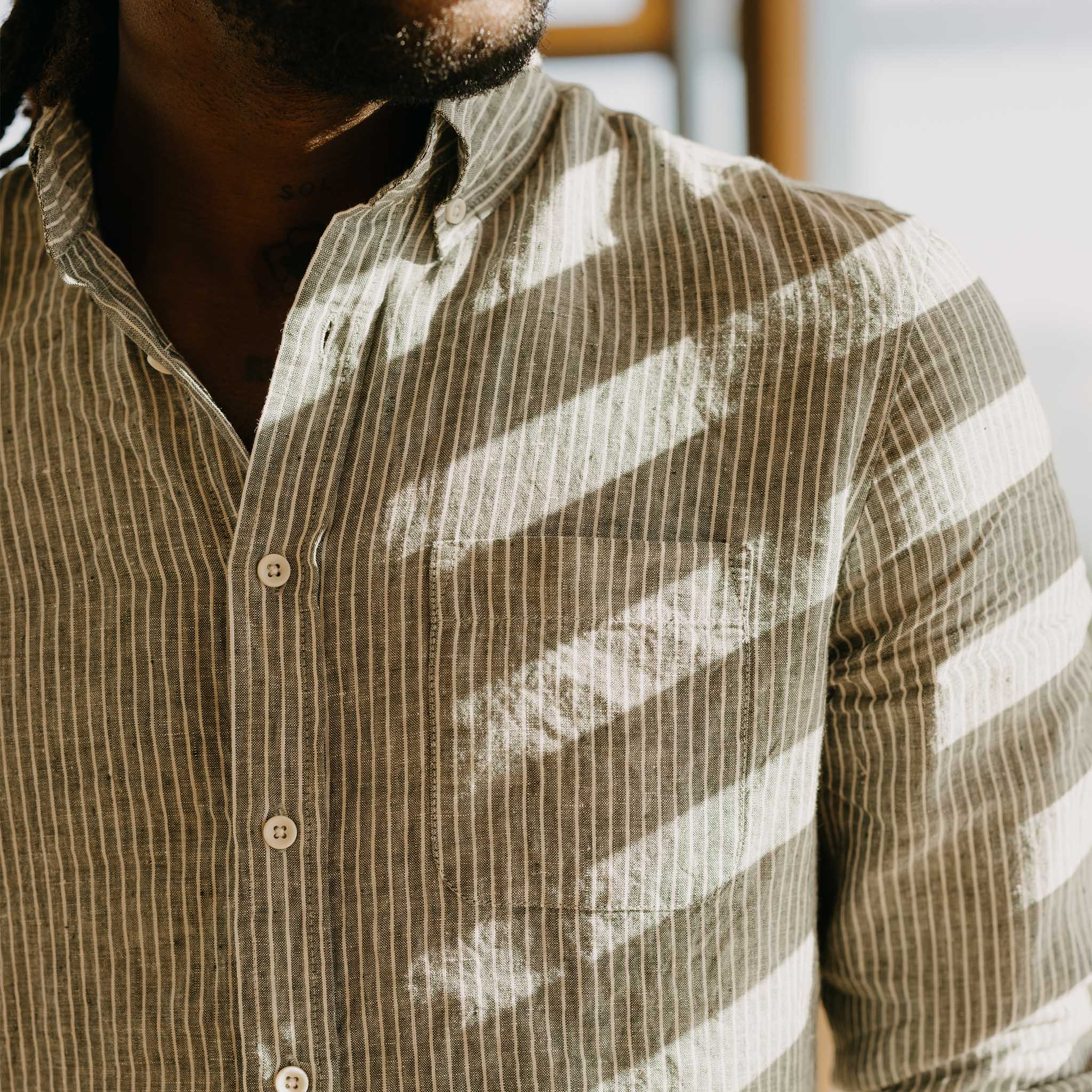 The Jack Oxford in Cilantro Stripe Linen