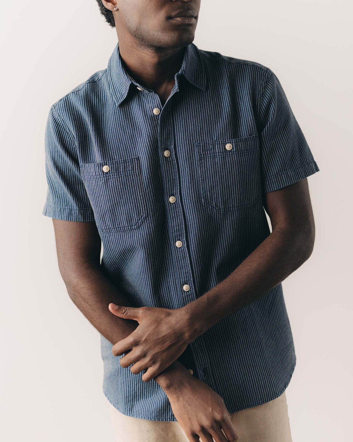 The Short Sleeved Utility Shirt in Roped Indigo
