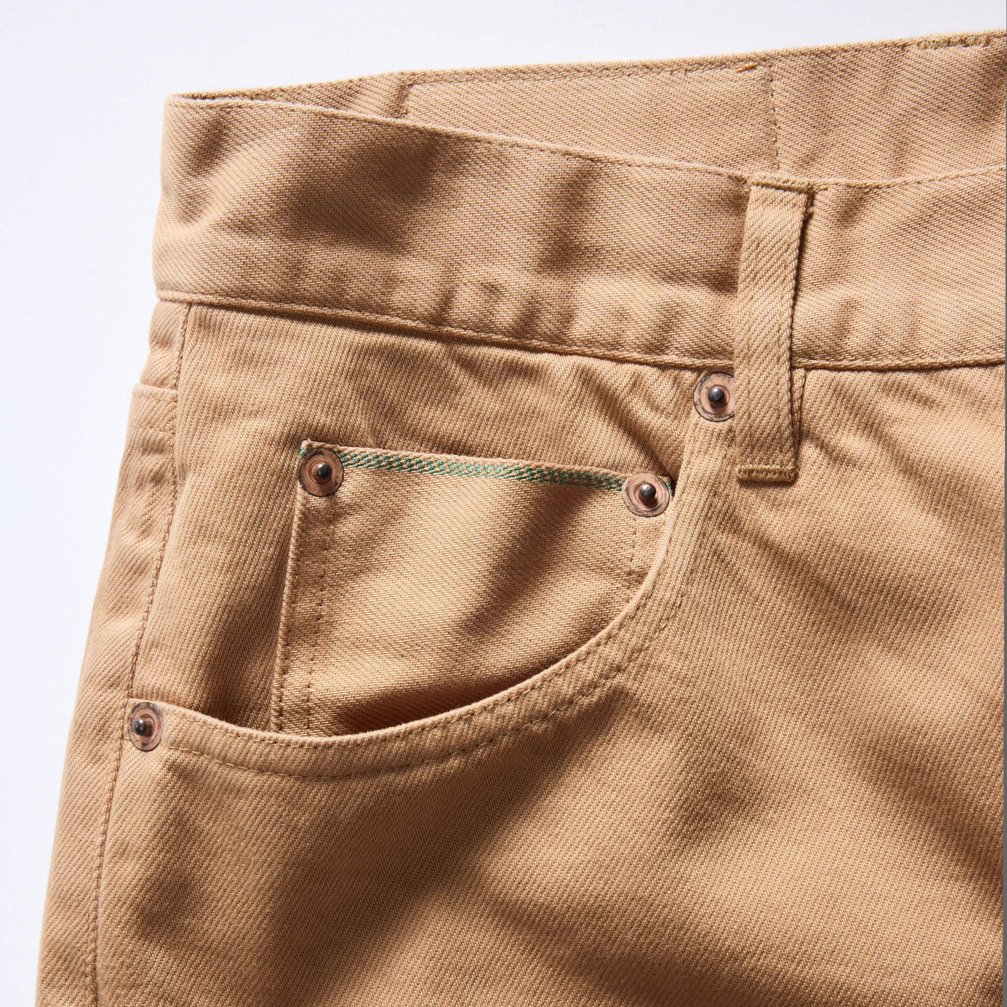 The Slim All Day Pant in Tobacco Selvage Denim